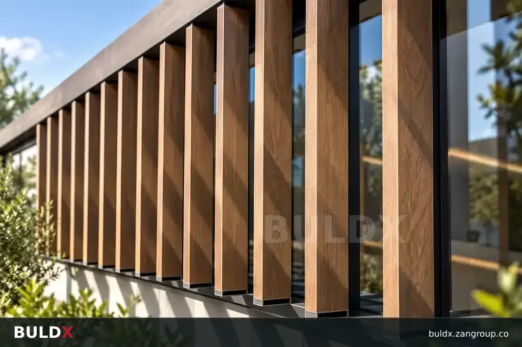 AI-generated application context: Sun breaker and baffle profiles: geometry versus shading design