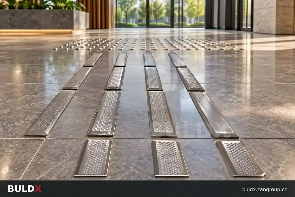 AI-generated application context: Directional and warning tactile surfaces: different roles