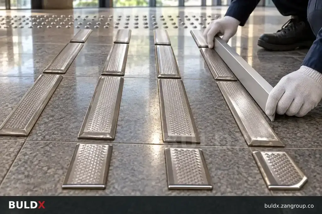 AI-generated application context: Tactile installation inspection: pattern, orientation and attachment