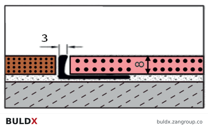 BULDX catalogue illustration: Tile Edge Trims · 3 × 8 mm · Anodized aluminium, code BDX-AF-TE-AL-3-8