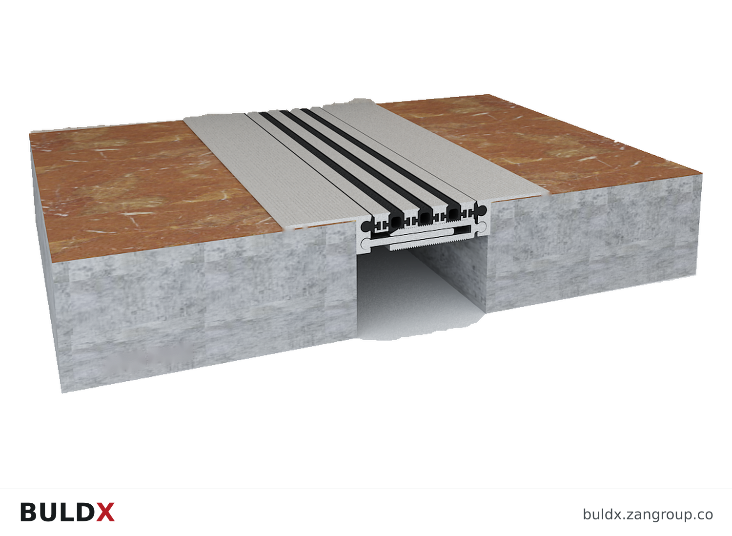 BULDX catalogue illustration: 100 mm Top-Floor Expansion Joint - Type 3, code BDX-EJ-TF-3-100