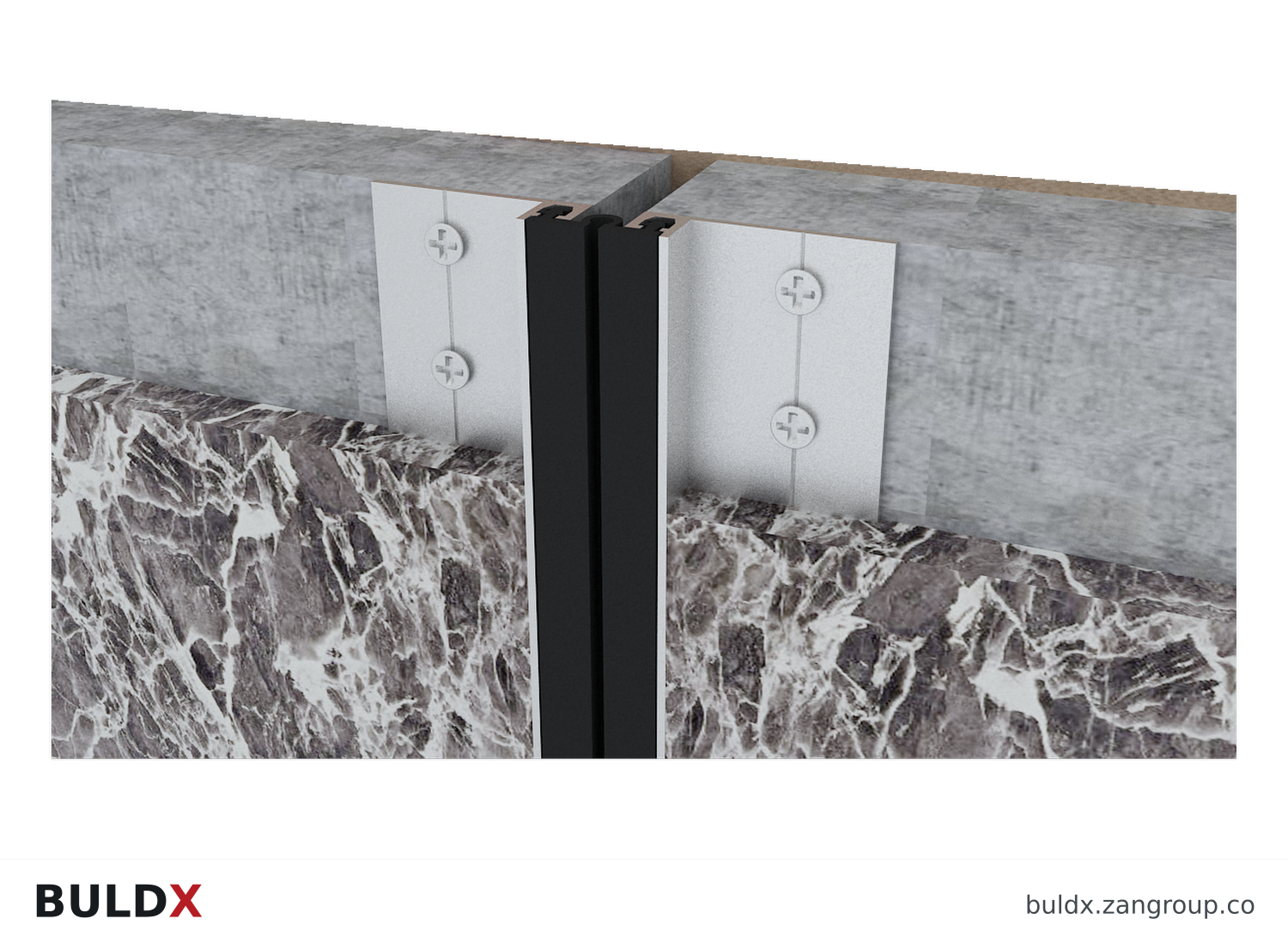 BULDX catalogue illustration: 30 mm Concealed Wall/Ceiling Joint - Type 1, code BDX-EJ-WC-UF-1-030
