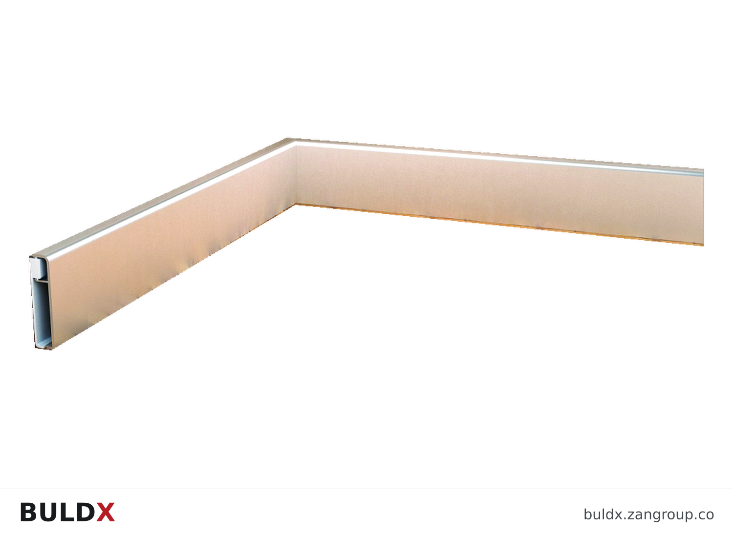BULDX catalogue illustration: 50 mm Aluminium Skirting, code BDX-SK-AL-050