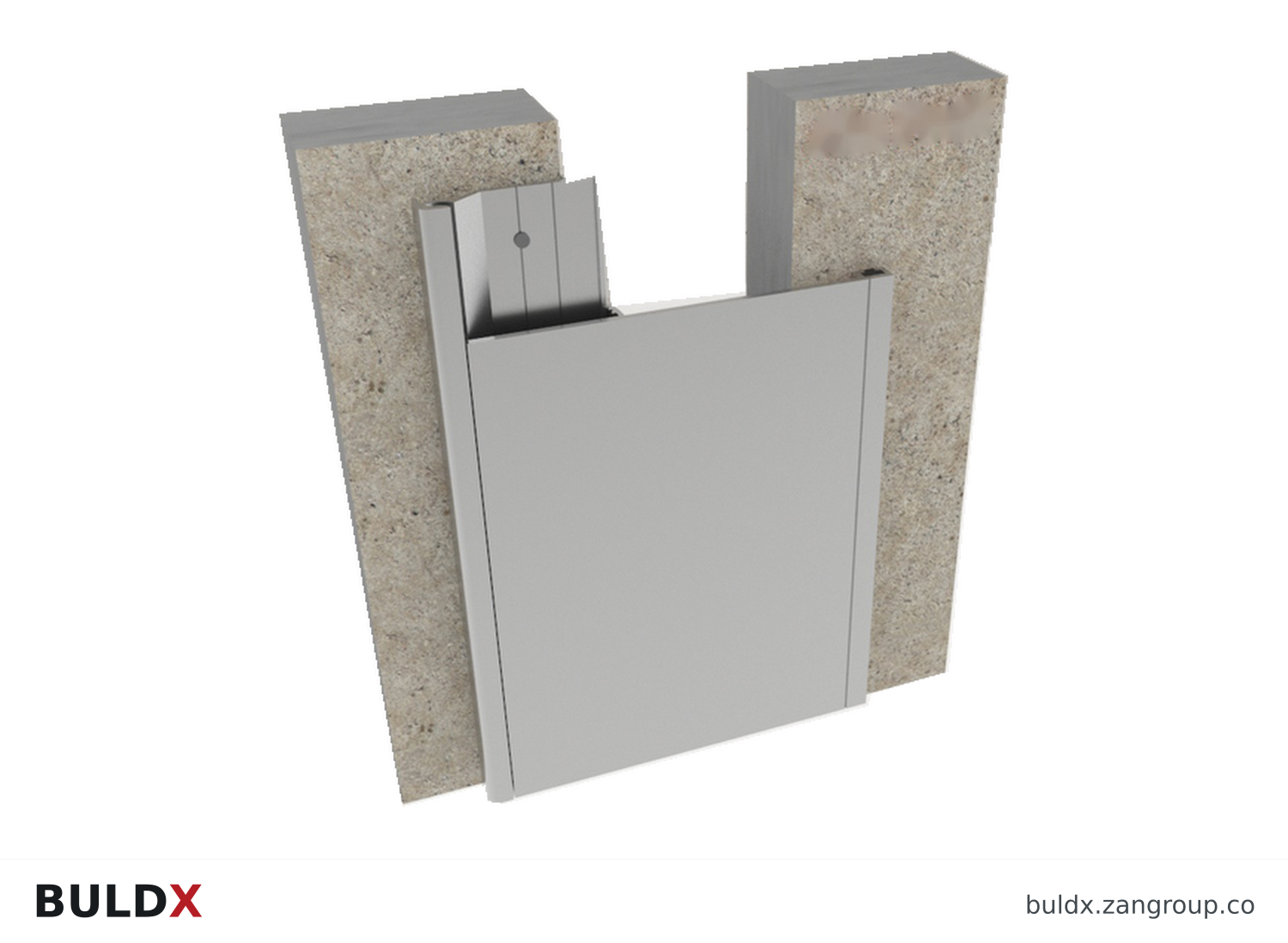BULDX catalogue illustration: Single-Side Concealed-Screw Joint Cover, code BDX-GTK-SINGLE