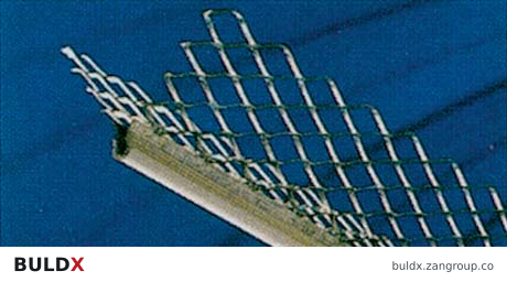 BULDX catalogue illustration of Galvanized Plaster Corner Bead · 45 mm wing · 2700 mm, code BDX-PC-GS-AN-45-2700