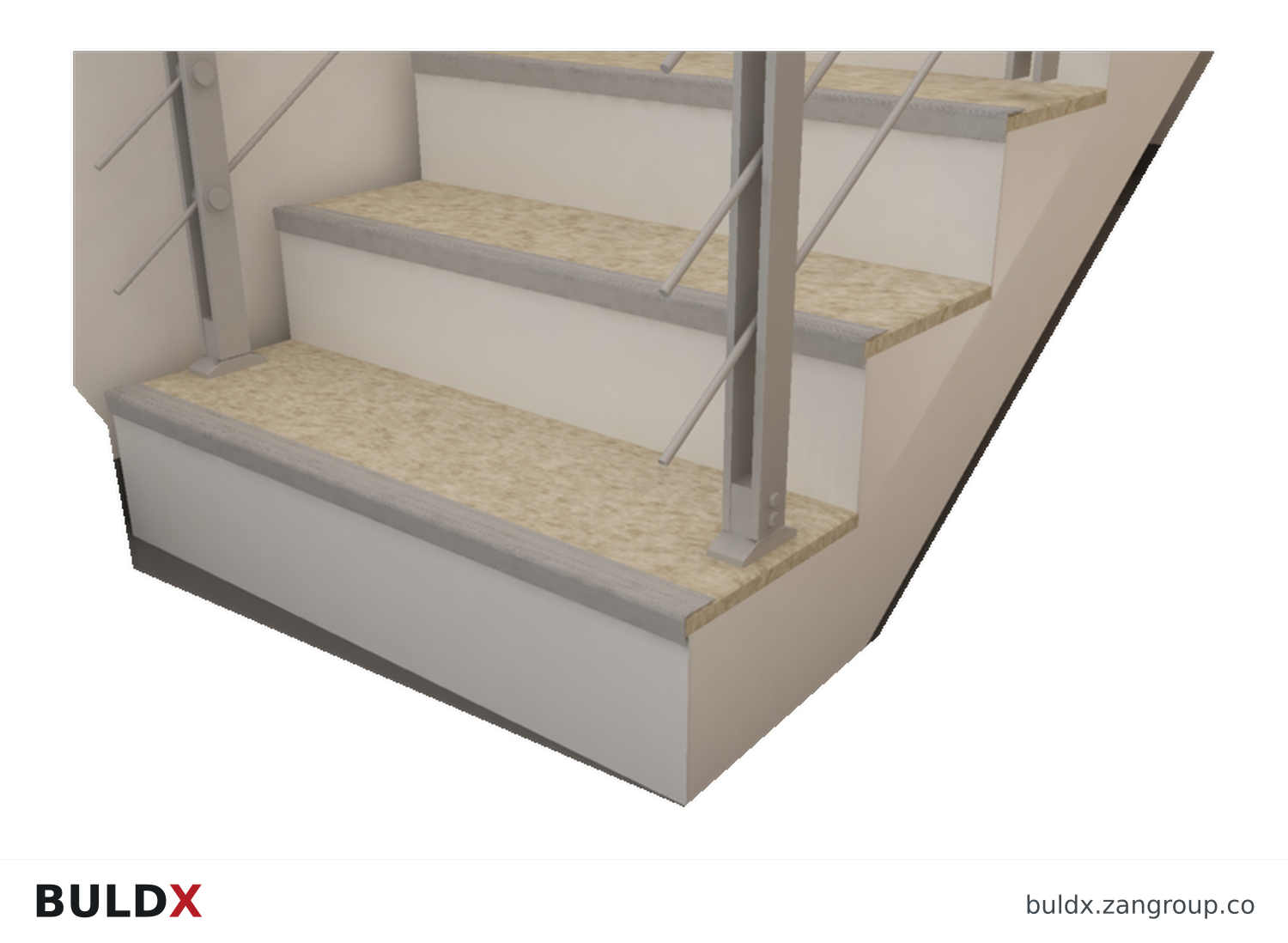 BULDX catalogue illustration of 48 × 34 mm Aluminium Stair Nosing, code BDX-SN-AL-4834