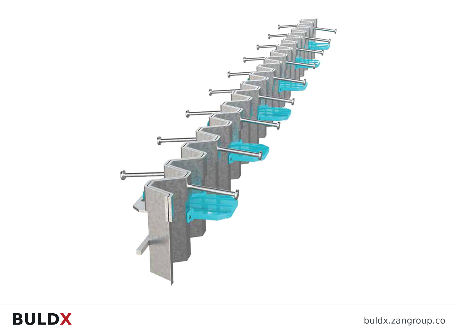 BULDX catalogue illustration: 140 mm Trapezoidal Slab Joint, code BDX-SJ-TRP-140